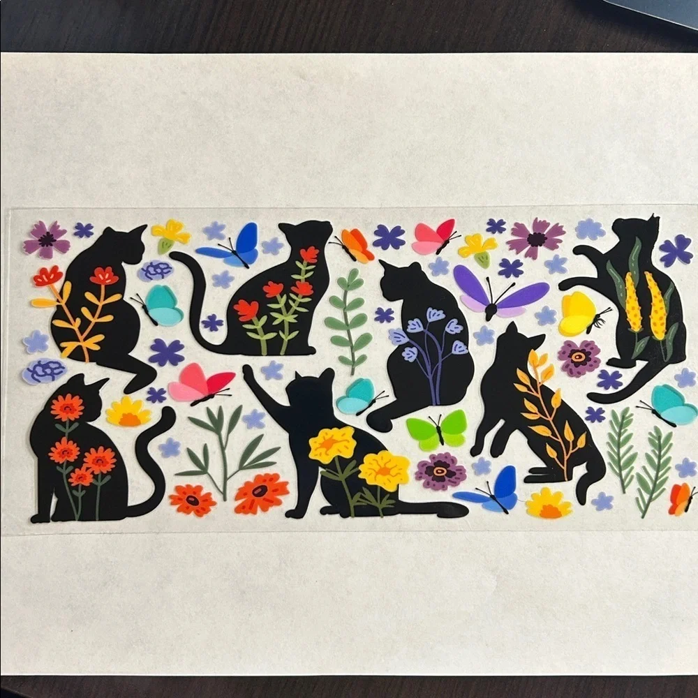 Floral Cats Cup Decal (72)
